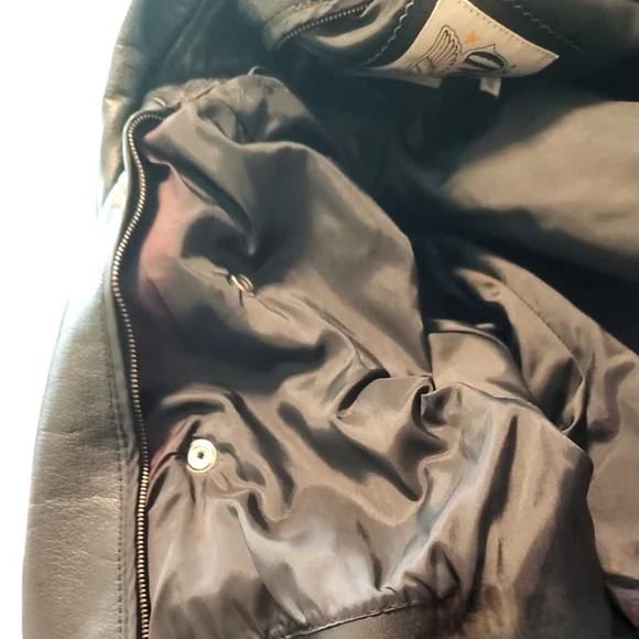 VTG OPEN ROAD LEATHER BLACK MOTORCYCLE JACKET SIZE 42